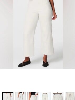 NWT SPANX Stretch Twill Wide Leg Crop Pant Zero Waistband Parchment Small Petite